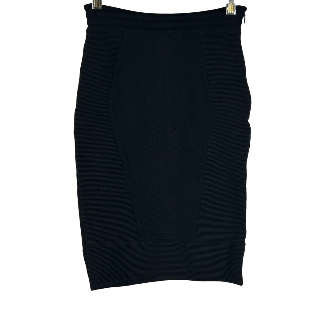 Ramy Brook New York Black‎ Ribbed Textured Midi Pencil Skirt Size XS